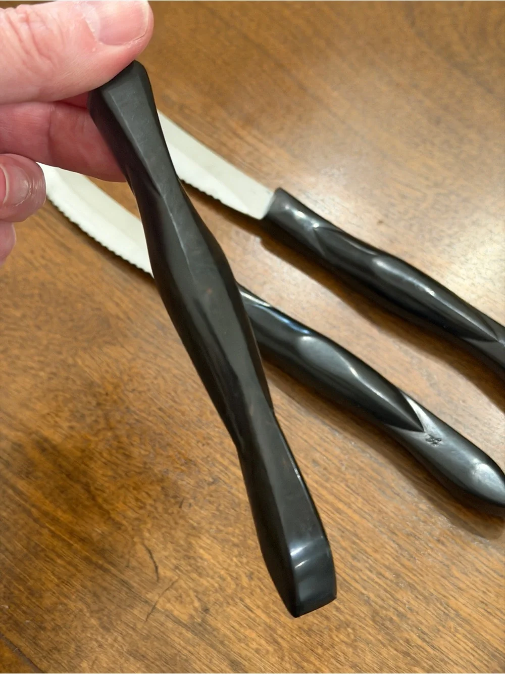 Set of 3 CUTCO #1759 Serrated Table Steak Knife Dark Brown Handle